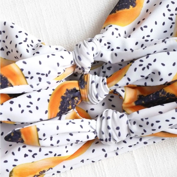 Zaful bikini Papaya design Knot High Cut padded Size S/4 us - Picture 2 of 10